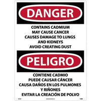 Danger Contains Cadmium English/Spanish 28"x20" Plastic | ESD29RD