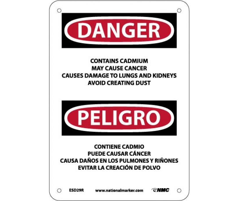 Danger Contains Cadmium English/Spanish 10