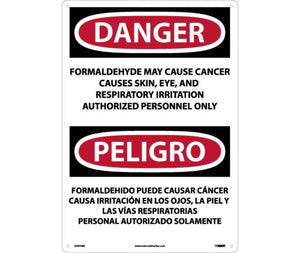 Danger Formaldehyde And Cancer Eng/Spanish 20"x14" Plastic | ESD30RC
