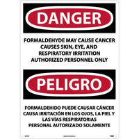 Danger Formaldehyde And Cancer Eng/Spanish 28"x20" Plastic | ESD30RD