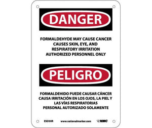 Danger Formaldehyde And Cancer English/Spanish 10"x7" Plastic | ESD30R