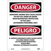 Danger Inorganic Arsenic Cancer Eng/Spanish 14"x10" Aluminum | ESD32AB