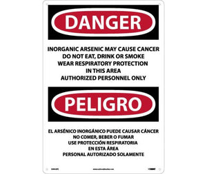 Danger Inorganic Arsenic Cancer Eng/Spanish 20"x14" Vinyl | ESD32PC