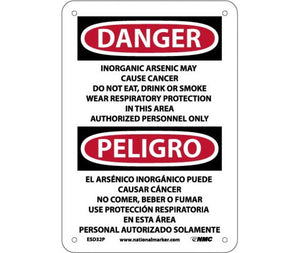 Danger Inorganic Arsenic Cancer English/Spanish 10"x7" Vinyl | ESD32P