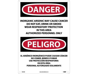 Danger Inorganic Arsenic Cancer Eng/Spanish 20"x14" Plastic | ESD32RC