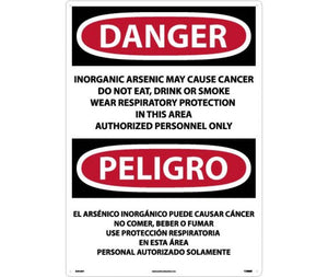 Danger Inorganic Arsenic Cancer Eng/Spanish 28"x20" Plastic | ESD32RD