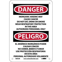 Danger Inorganic Arsenic Cancer Eng/Spanish 10"x7" Plastic | ESD32R