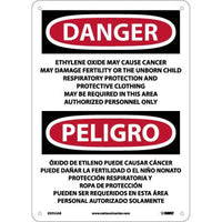 Danger Ethylene Oxide And Cancer Eng/Spanish 14x10 Aluminum | ESD33AB