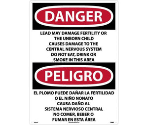 Danger Lead May Damage English/Spanish 28"x20" Aluminum | ESD36AD
