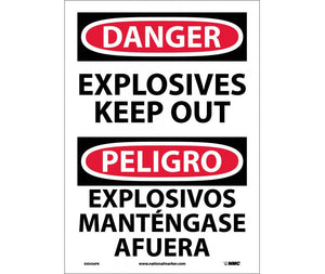 Danger Explosives Keep Out English/Spanish 14"x10" Plastic | ESD436RB