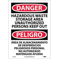 Danger Hazardous Waste Storage Eng/Spanish 14"x10" Aluminum | ESD442AB