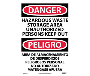 Danger Hazardous Waste Storage Eng/Spanish 14"x10" Aluminum | ESD442AB