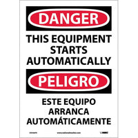 Danger Starts Automatically English/Spanish 14"x10" Plastic | ESD466RB