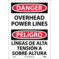 Danger Overhead Power Lines English/Spanish 14"x10" Plastic | ESD468RB