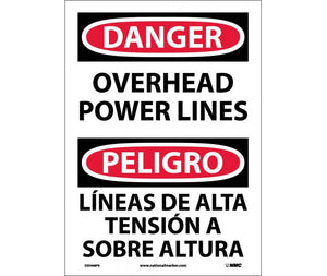 Danger Overhead Power Lines English/Spanish 14"x10" Vinyl | ESD468PB