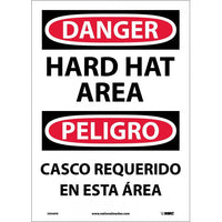 Danger Hard Hat Area English/Spanish 14"x10" Plastic | ESD46RB