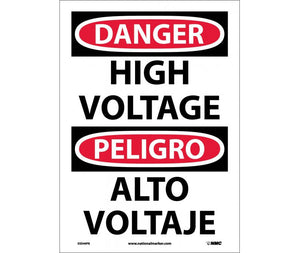Danger High Voltage English/Spanish 14"x10" Plastic | ESD49RB