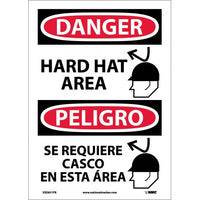 Danger Hard Hat Area English/Spanish 14"x10" Vinyl | ESD651PB
