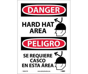Danger Hard Hat Area English/Spanish 14"x10" Vinyl | ESD651PB