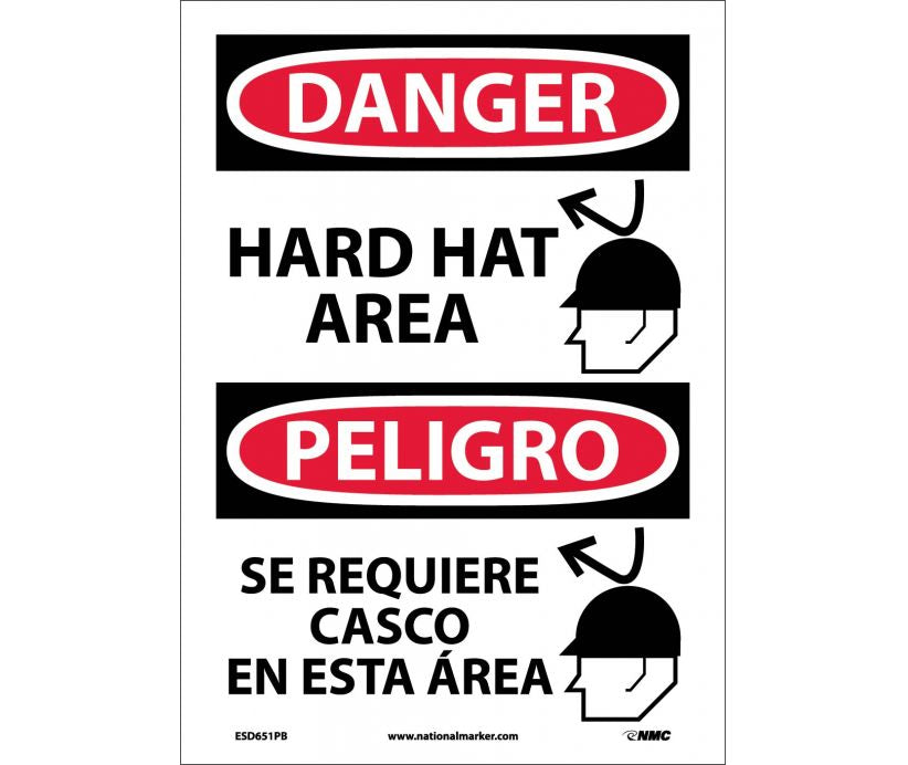 Danger Hard Hat Area English/Spanish 14