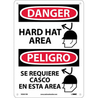 Danger Hard Hat Area English/Spanish 14"x10" Plastic | ESD651RB