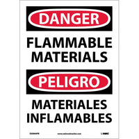 Danger Flammable Materials English/Spanish 14"x10" Aluminum | ESD664AB