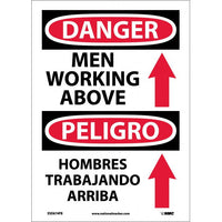 Danger Men Working Above English/Spanish 14"x10" Plastic | ESD674RB