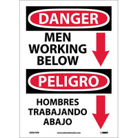 Danger Men Working Below English/Spanish 14"x10" Vinyl | ESD675PB