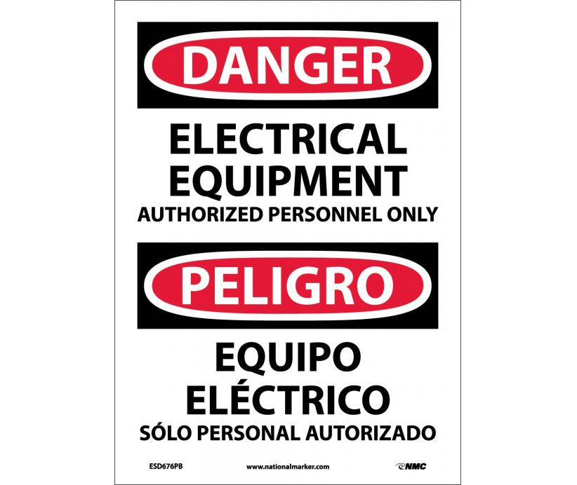 Danger Electrical Equipment English/Spanish 14x10 Aluminum | ESD676AB