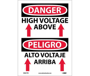 Danger High Voltage Above English/Spanish 14"x10" Aluminum | ESD677AB