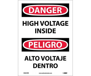 Danger High Voltage Inside English/Spanish 14"x10" Vinyl | ESD678PB