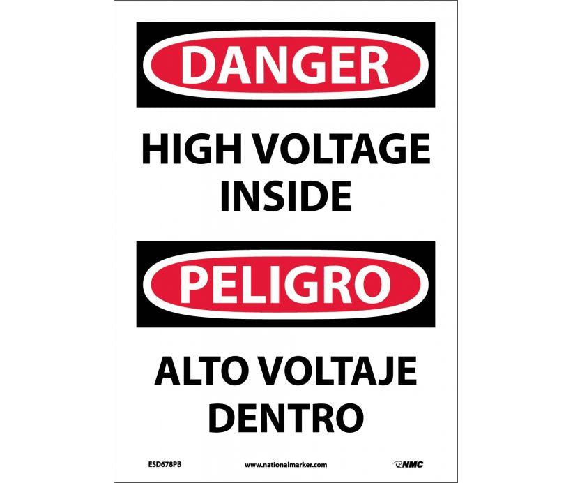 Danger High Voltage Inside English/Spanish 14