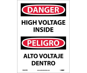 Danger High Voltage Inside English/Spanish 14"x10" Aluminum | ESD678AB