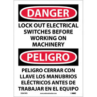 Danger Lock Out Electrical Switches Eng/Spanish 14x10 Vinyl | ESD679PB