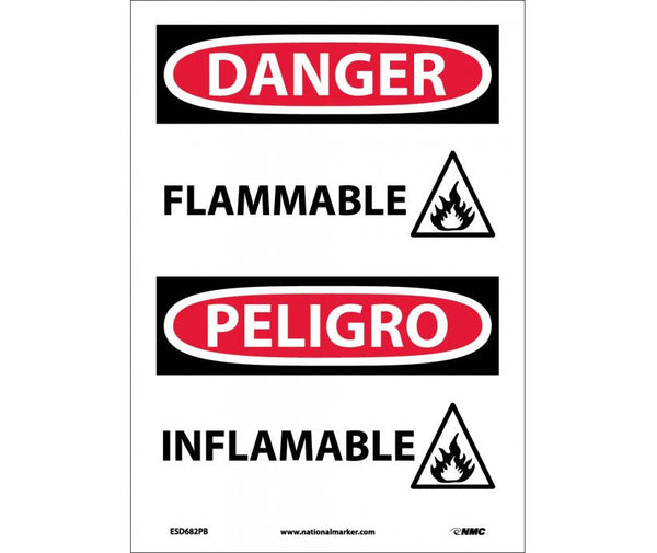 Danger Flammable W/Graphic English/Spanish 14