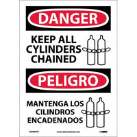 Danger Keep Cylinders Chained Eng/Spanish 14"x10" Aluminum | ESD683AB