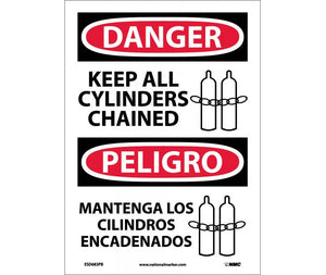 Danger Keep Cylinders Chained Eng/Spanish 14"x10" Aluminum | ESD683AB