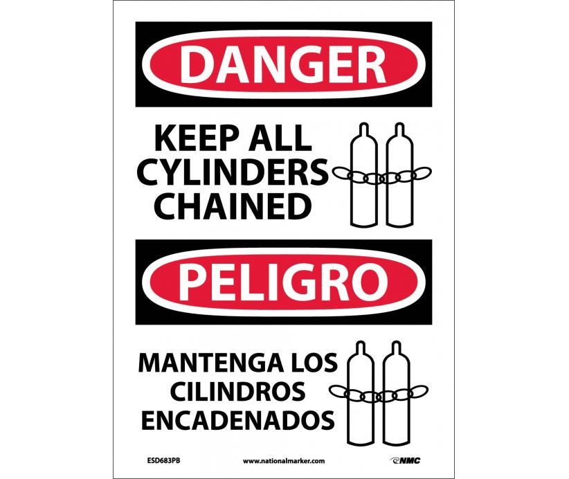 Danger Keep Cylinders Chained Eng/Spanish 14