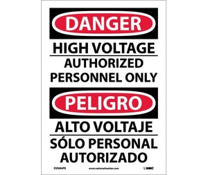 Danger High Voltage English/Spanish 14"x10" Plastic | ESD684RB