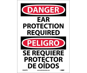 Danger Ear Protection Required Eng/Spanish 14"x10" Plastic | ESD687RB