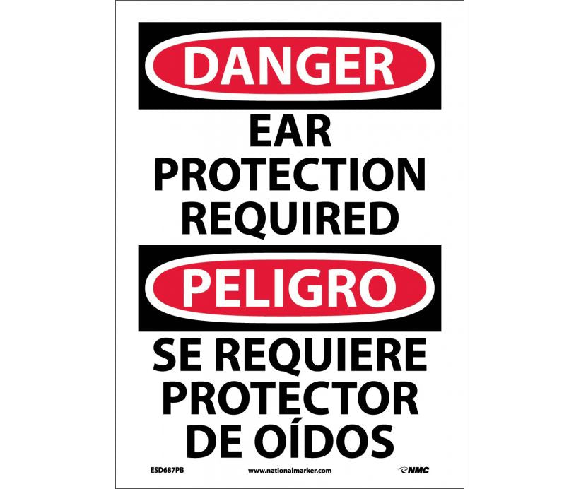 Danger Ear Protection Required Eng/Spanish 14