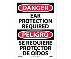 Danger Ear Protection Required Eng/Spanish 14"x10" Aluminum | ESD687AB