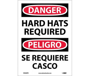 Danger Hard Hats Required English/Spanish 14"x10" Vinyl | ESD689PB