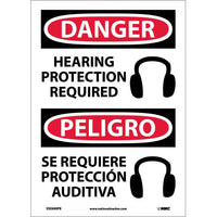 Danger Hearing Protection Required Eng/Spanish 14x10 Vinyl | ESD690PB