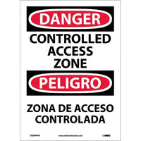 Danger Controlled Access Zone English/Spanish 14"x10" Vinyl | ESD694PB