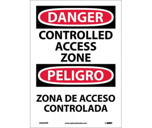 Danger Controlled Access Zone English/Spanish 14"x10" Vinyl | ESD694PB