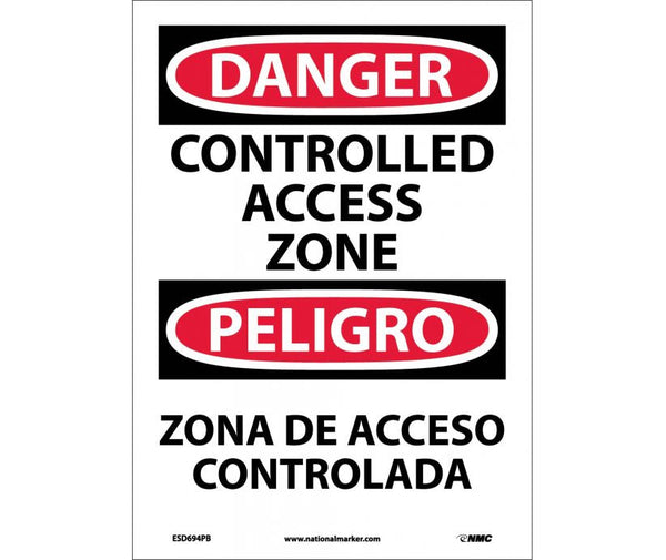 Danger Controlled Access Zone English/Spanish 14