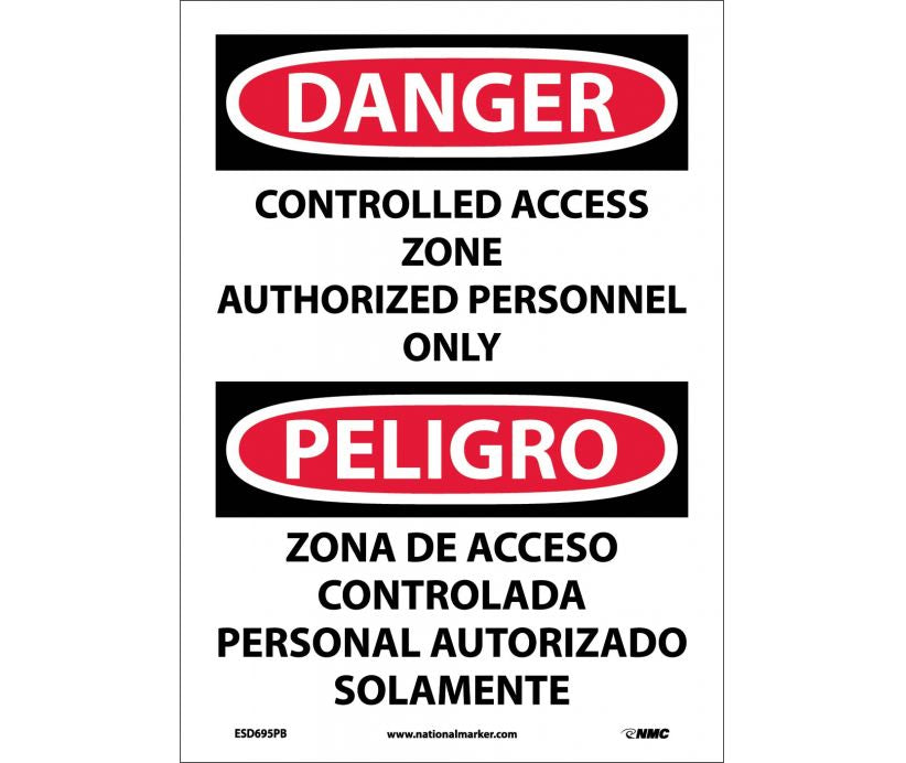 Danger Controlled Access Zone English/Spanish 14
