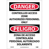Danger Controlled Access Zone English/Spanish 14x10 Plastic | ESD695RB