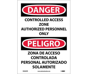 Danger Controlled Access Zone English/Spanish 14x10 Plastic | ESD695RB